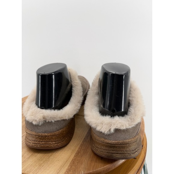Taos Future FTR-1406 Womens 10 Suede Faux Fur Trim Clogs Mules Taupe Brown - Picture 2 of 11